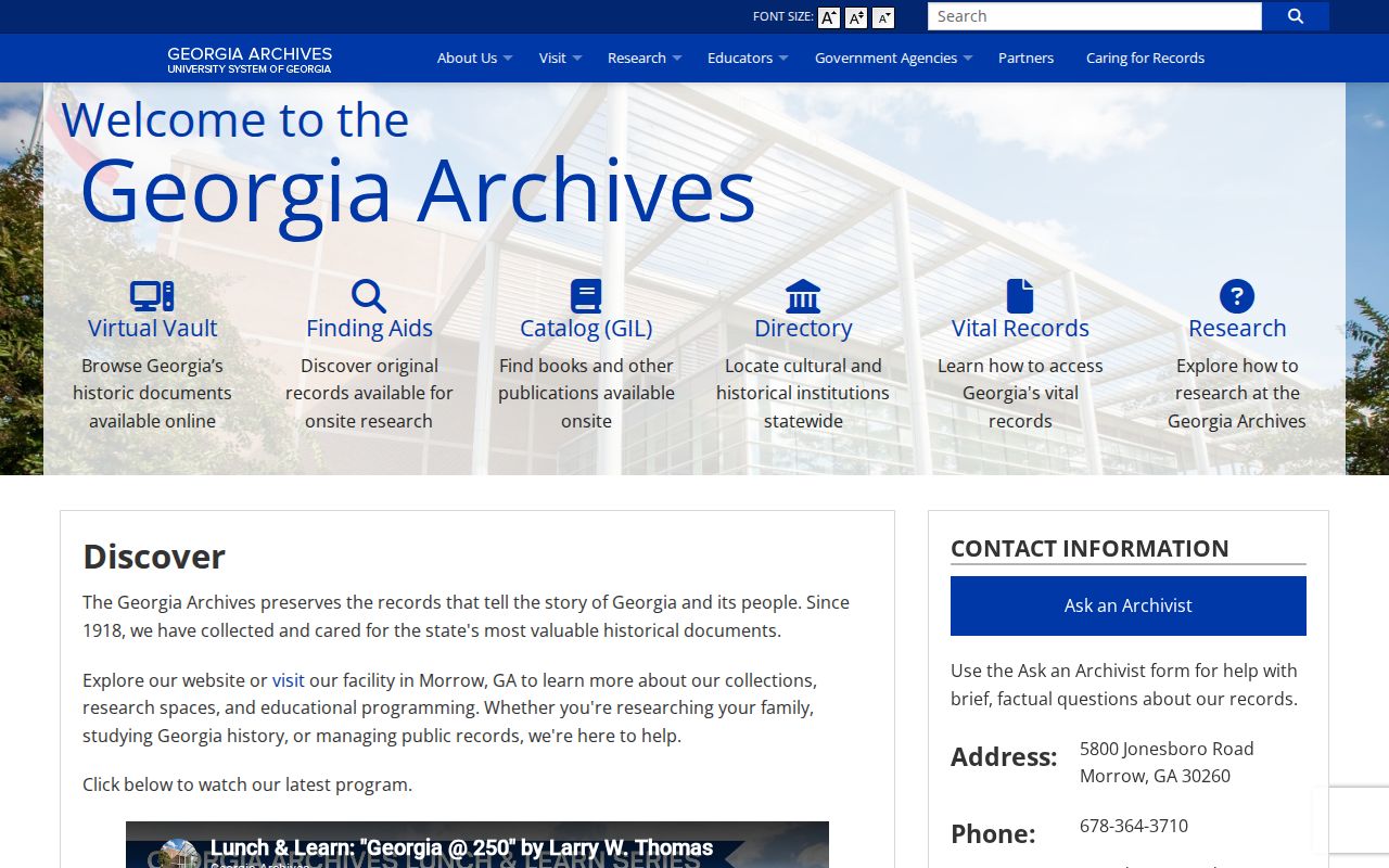 Sugar Hill people search resources in the Georgia Archives catalog