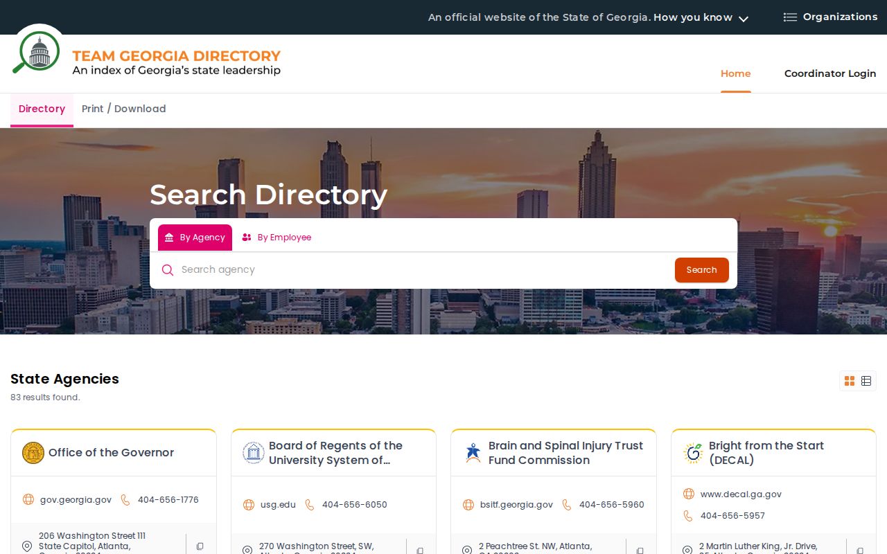 Sugar Hill people directories access through the Georgia state agency directory
