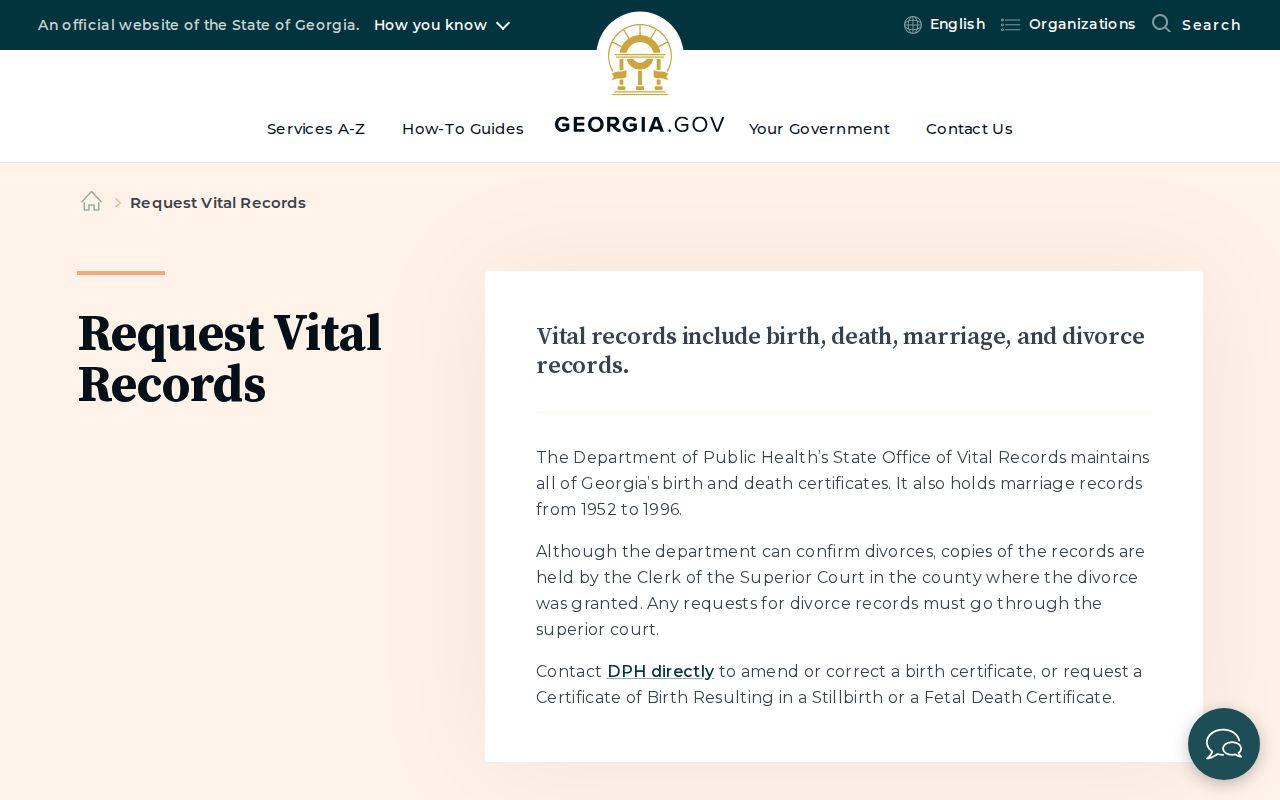 Sugar Hill vital certificate records ordering page